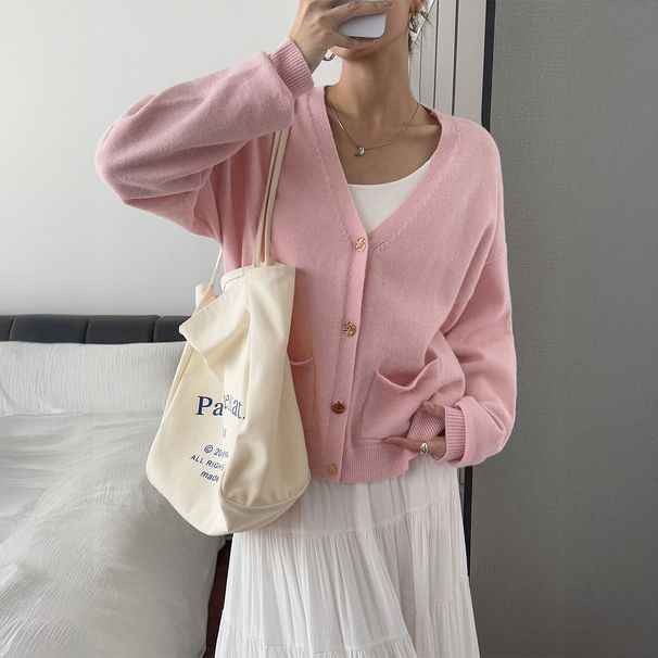 Diyun European And American Simple Vacation Style Solid Color Long Sleeve Sweater Women Knitted Women's Clothing 2025_ecoleips.com
