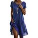 Women's Clothing Ethnic Style Dress Large Round Neck Mid Length Literary Design Summer_ecoleips.com