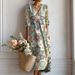 Women's plus Size V Neck Long Robe Dress Printed Design European American Style Independent Website Cross Border 2026 New_ecoleips.com