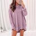 Fashionable Solid-Color Waffle-Patterned Loose-Collared Long-Sleeved Top With Slit, Available In Plus Sizes For Women_ecoleips.com