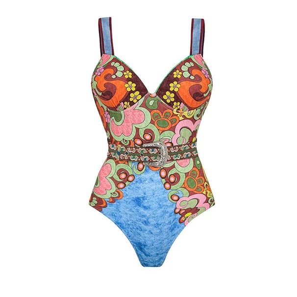 Women's Wrap Skirt Printed One Piece Swimsuit Set Swimwear New Style_ecoleips.com
