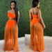 Women's Clothing Sexy Mesh Pleated Skirt Suit Chest Wrap Top Three Piece Skirt_ecoleips.com