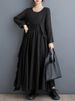 Black Vintage Pleated Ruffles Dresses For Women Autumn New Long Sleeve Loose Casual Dress Vestidos Fashion Elegant Clothes 2025_ecoleips.com