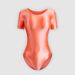 sexy Women Silky Glossy One-piece Japanese Swimsuit Oily Tights Shapewear Shiny Short Sleeve Bodysuit Men's Bathing Suits_ecoleips.com