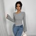Voya Women's Mature T-shirt With Intellectual Style, Elegant Slim Fit, Long Sleeved Short Top_ecoleips.com