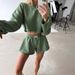 Women's Clothing Autumn New Women's Knitted Long Sleeved Sweater Shorts Suit Jogging Sports Suit Two Pieces_ecoleips.com
