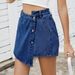 Women's Clothing Summer Washed Button Decoration Irregular Denim Skirt Pants_ecoleips.com