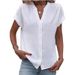 Summer New Arrival Women's Solid Color Jacquard Shirt V Neck Button up European And American Style Independent Store Summer 2025_ecoleips.com