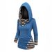 Tribal Geometric Print Hooded Knit Sweatshirt For Women - Long Sleeve Pullover With Button Detail, Ethnic Streetwear, Comfortable & Stylish_ecoleips.com