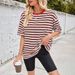 Women's Clothing Summer Striped Short Sleeved Women's Tops Loose Casual Striped Round Neck T Shirt_ecoleips.com