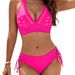 Sexy Solid Color Triangular Hole Tie-Up Swimsuit For Hot Spring Vacation Hot Girl Swimwear_ecoleips.com
