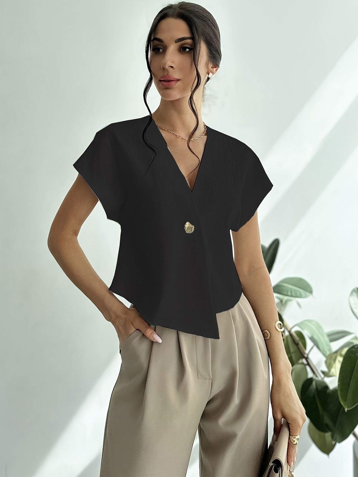 Single-Button Waistcoat – Asymmetric Tailored Vest With Draped Shoulder (S-Xxl) Breathable Comfort_ecoleips.com