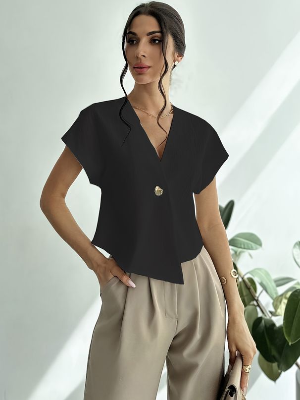 Single-Button Waistcoat – Asymmetric Tailored Vest With Draped Shoulder (S-Xxl) Breathable Comfort_ecoleips.com