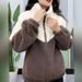 Women's Clothing Women's Jacket Casual Cotton Coat Plus Velvet Thickened Stand Collar Zipper Autumn And Winter High End Women's Jacket Wear_ecoleips.com