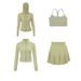 Women's Clothing Back Short Jacket Skirt Set Slim Fit Hooded Outerwear Quick Drying Four Piece Sportswear_ecoleips.com