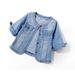 Women's Lightweight Denim Jacket, 3/4 Rolled Sleeve Round Neck Jean Coat, Casual Loose Fit Washed Denim Outwear For Daily Street Wear, Soft Breathable_ecoleips.com