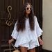 Women's Summer Loose Fitting Shirt And Shorts Set Ruffled Three Quarter Sleeve Top_ecoleips.com