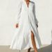 New French Style Women's Cotton Pleated Casual Dress round Neck Long Sleeve Cardigan White Maxi Skirt Russian Women's Clothing_ecoleips.com