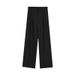 Aria Basics Black Suit Elastic Slimming Casual Summer Loose Wide-Leg Women High Waist Draped Long Pants Trendy_ecoleips.com