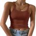 Women's Ribbed Knit Cami Tank Top Scoop Neck Soft Stretch Fabric Summer Crop plus Size Clothes_ecoleips.com