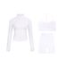 Women's 3-Piece Slim-Fit Workout Set – Cropped Stand Collar Jacket + Y-Back Tank + 5" Shorts – Seamless Gym Yoga Athleisure Outfit_ecoleips.com