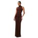 2024 Summer New European And American Women's Fashion Solid Color Round Neck Sleeveless Strap Slim Fit_ecoleips.com