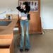 K Spicy American Style Vintage Denim Micro Flared Pants For Women, New Low Rise Slim Fit And Stretchy Flared Pants_ecoleips.com