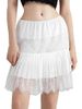 K Women's Lace Mini Skirt Pleated Low Waist Layered Pleated Flowing Skirt_ecoleips.com