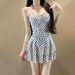 Vintage-Inspired Retro Polka Dot One-Piece Swimsuit With Open Back & Flirty Skirted Design For Women_ecoleips.com