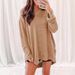 Fashionable Solid-Color Waffle-Patterned Loose-Collared Long-Sleeved Top With Slit, Available In Plus Sizes For Women_ecoleips.com