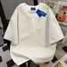 Women's Unique Versatile Two Piece Spliced Short Sleeve T-Shirt Casual Loose Fitting Summer Top_ecoleips.com
