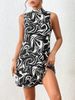 Cross-border Women's Clothing 2023 Summer Wish European And American Printed Stand-collar Dress_ecoleips.com