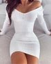 Women’s V-Neck Ribbed Bodycon Dress – Stretchy Polyester-Spandex Blend, Slim Fit, White/Pink/Wine (S-5XL, Elegant & Sexy)_ecoleips.com