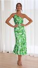 Women's Clothing Temperament Oblique Collar Suspenders Fishtail Print Dress_ecoleips.com