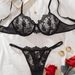 Aria Basics In Stock European And American Valentine's Day New For Women Hollow Embroidery See-through Mesh Sexy Lingerie Set_ecoleips.com