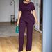 Women's Flattering High-Waist Tummy Control T-Shirt And Straight Leg Pants Casual Outfit Set For Summer, Plus Size Comfort Stretch Fabric_ecoleips.com