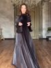 Women’s Clothing spring new printed folded slanted shoulders to show temperament floor length long skirt dress_ecoleips.com