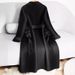 Women's Oversized Trench Coat With Belt, Alpaca Wool Blend Long Coat For Work & Casual, Korean-Japanese Style Loose Fit Duster (Black)_ecoleips.com