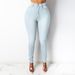 Women's Clothing Slim High Waist Slim Fit Denim Small Pencil Foot Pants_ecoleips.com