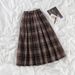 Women's Clothing Women's Knit Sweater & Plaid Skirt Set - Loose Fit High Waist Winter Outfit, Korean Style Casual Two-Piece_ecoleips.com