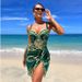 Women's clothing swimsuit female sexy back print bikini cover-up two-piece suit foreign trade bikini_ecoleips.com