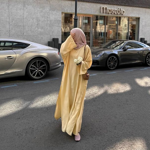 2025 Cross-Border Foreign Trade Women's Clothing Middle East Arab Dubai Muslim Solid Color Long Robe Loose Pants_ecoleips.com