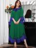 2024 Cross-Border Green Long-Sleeve Sequin Tassel Patchwork Middle Eastern Women's Arabic Dress_ecoleips.com