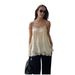 Women's European American Style Camisole Tank Top with Lace Trim See through Vest Sexy Comfortable Summer Polyester Slit Design_ecoleips.com