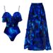 Women's Ruffled One-Piece Swimsuit - Floral Print Beach Bathing Suit For Vacation & Pool Party_ecoleips.com