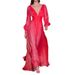 Women's Clothing summer women's fashion style sexy temperament deep V neck dress casual solid color dress_ecoleips.com