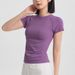 Yoga Clothes Women's Short-sleeved Tops Tights Elastic Quick-drying Breathable T-shirt Professional Pilates Fitness Running Training_ecoleips.com