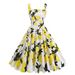 Women's Clothing Retro Hepburn Style High Waist One Shoulder Fresh Print Travel Photo Parent Child Outfit Sleeveless Dress_ecoleips.com