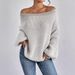 Cross-Border Off-Shoulder Knitted Versatile Loose Color-Block Striped Lantern Sleeve Lazy Sweater For Women_ecoleips.com