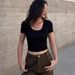 A Short Short-Sleeved T-Shirt With A Navel Exposure For Petite Women, Featuring A Summer Design With A Hollowed-Out Soli_ecoleips.com